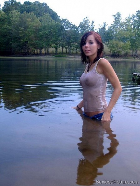 Sexy wet teen redhead babe see through nipples 