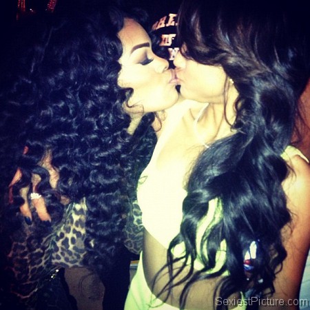 Teyana Taylor and Karrueche Tran kissing