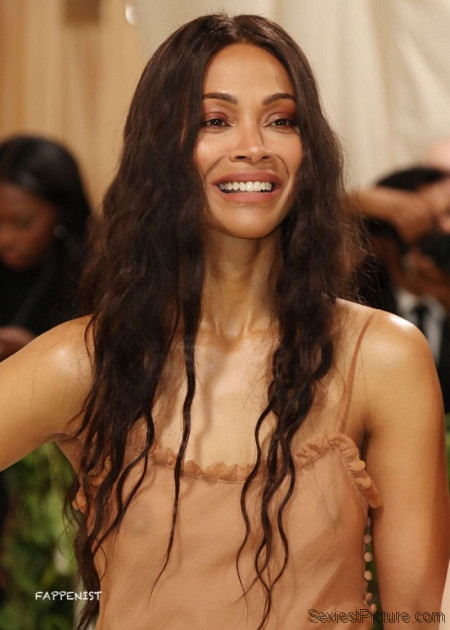 Zoe Saldana Nude Big Tits at the 2024 Met Gala